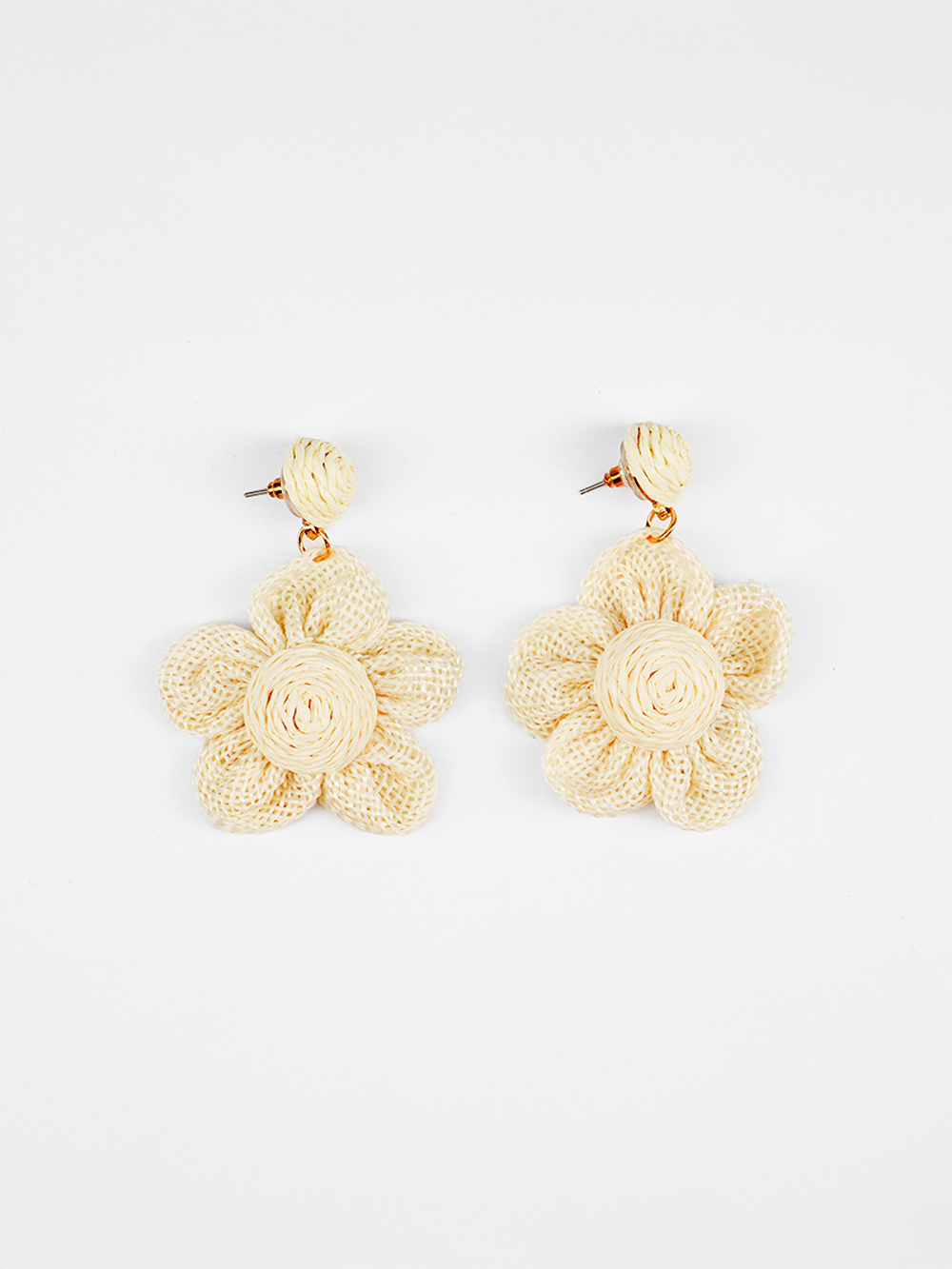 Woven Raffia Petal Bloom Earrings