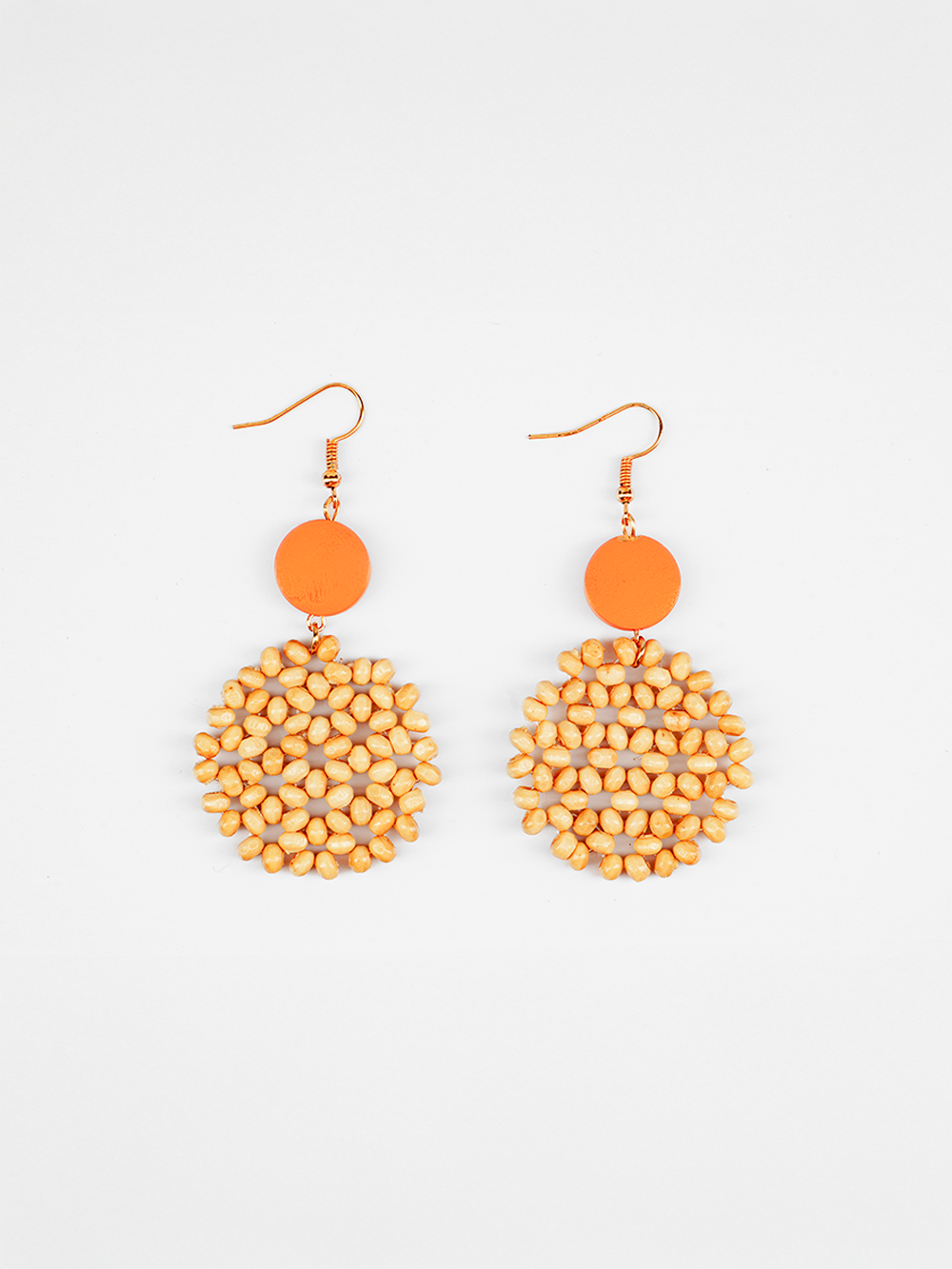 Beaded Double Circle Dangle Earrings
