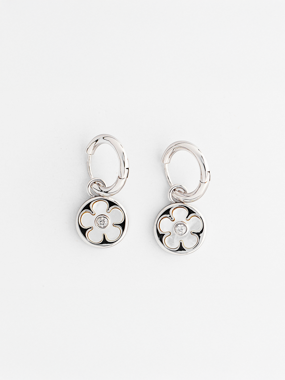 Mini Bloom Coin Charm Hoop Earrings