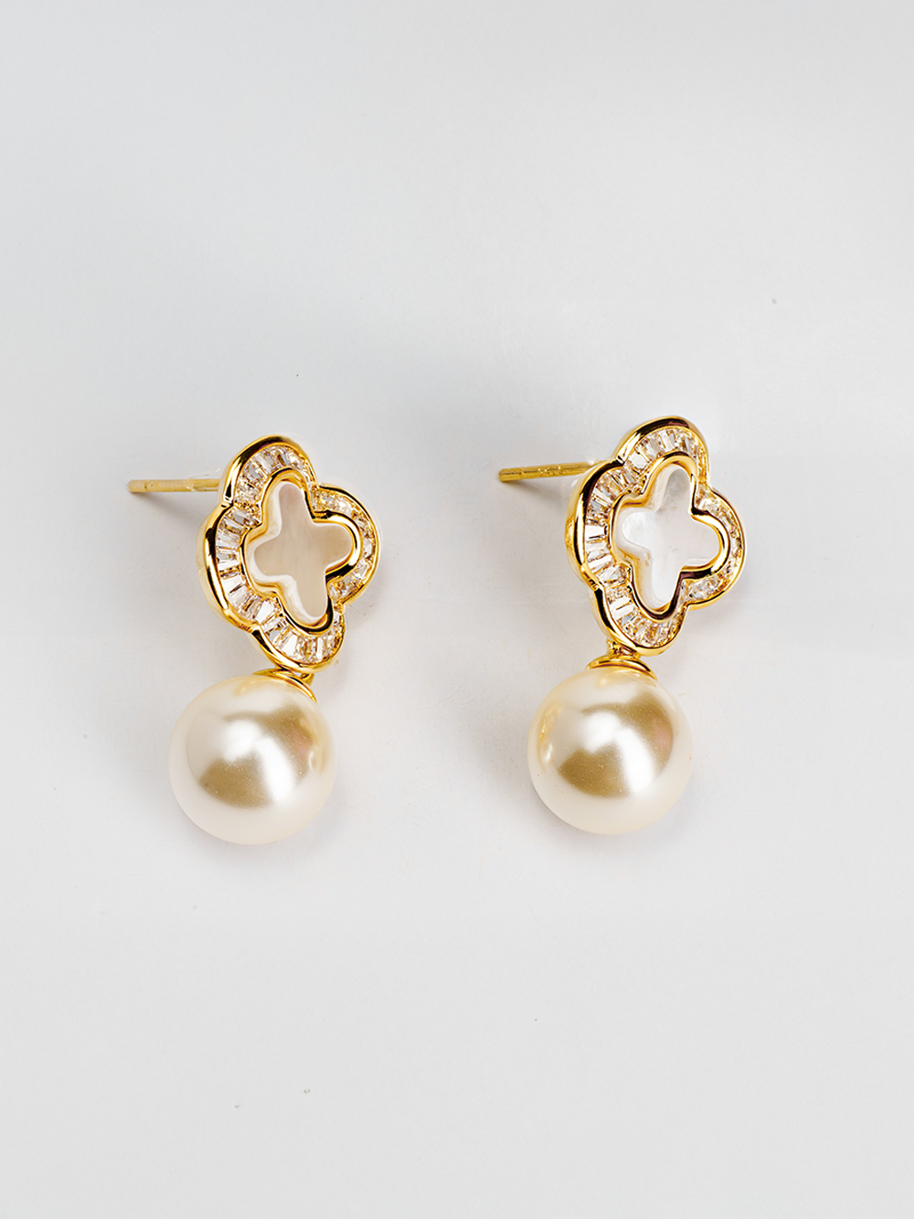 Petal Pearl Drop Gold Tone Studs