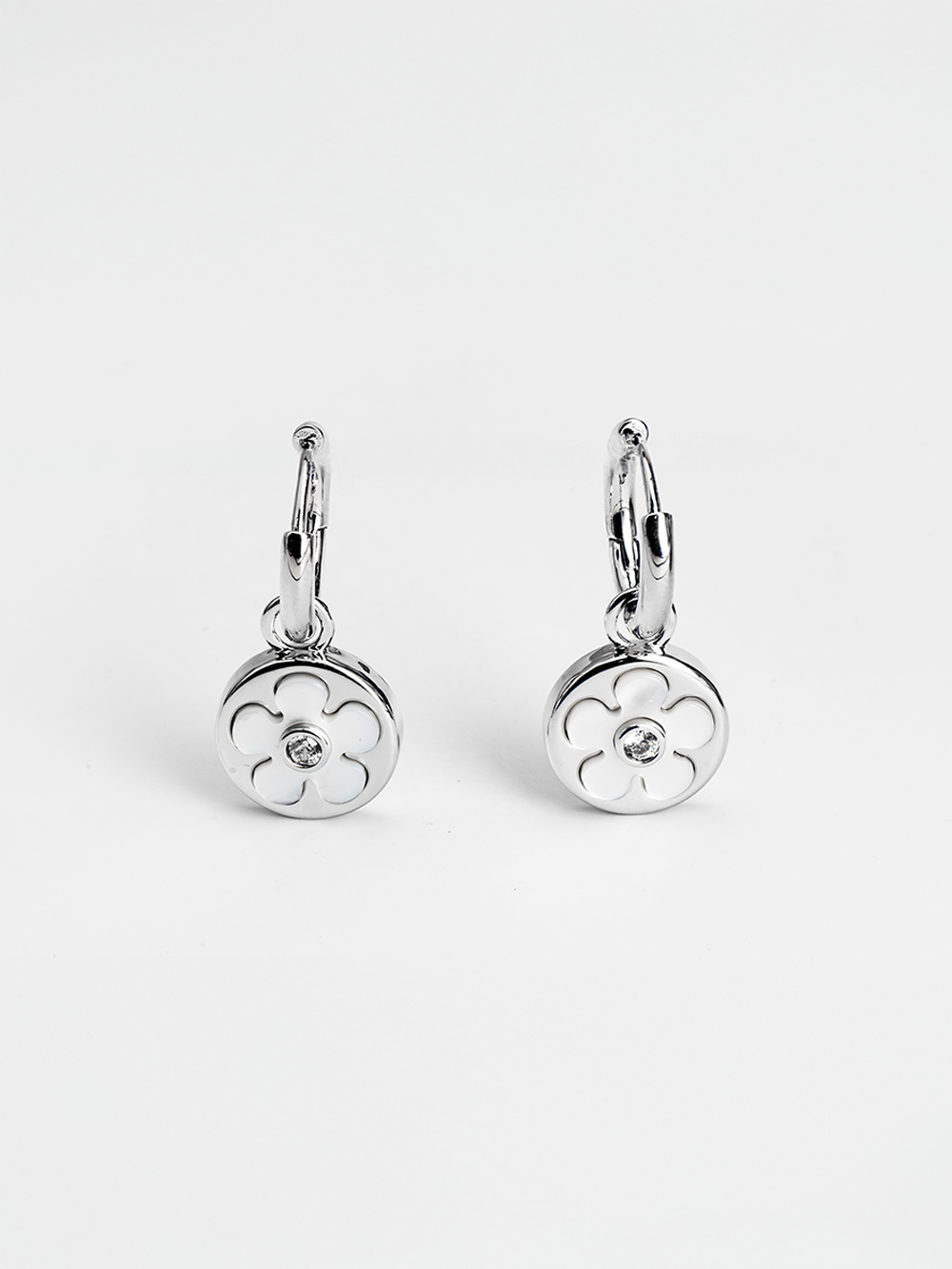 Mini Bloom Coin Charm Hoop Earrings