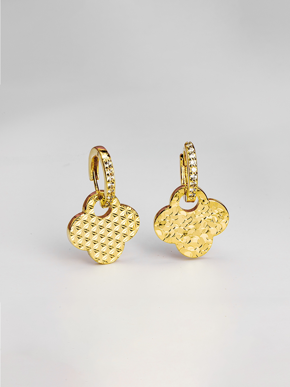Reversible Four Leaf Clover Drop Hook Earrings