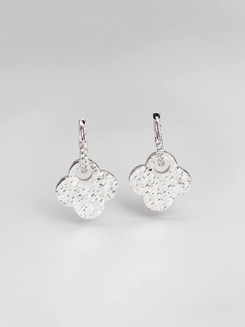 Reversible Four Leaf Clover Drop Hook Earrings