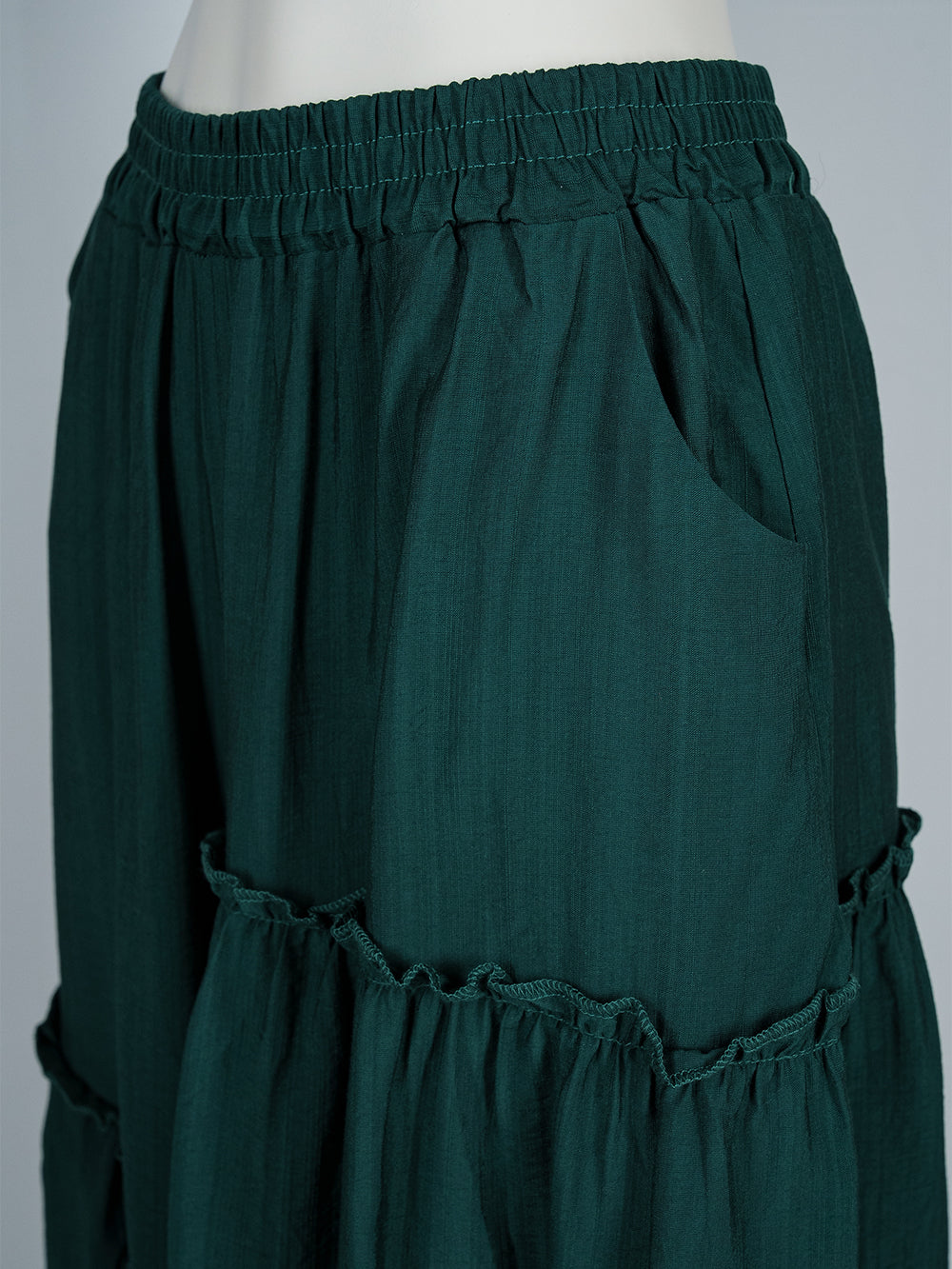 Ruffled Tier Wide-Leg Pants