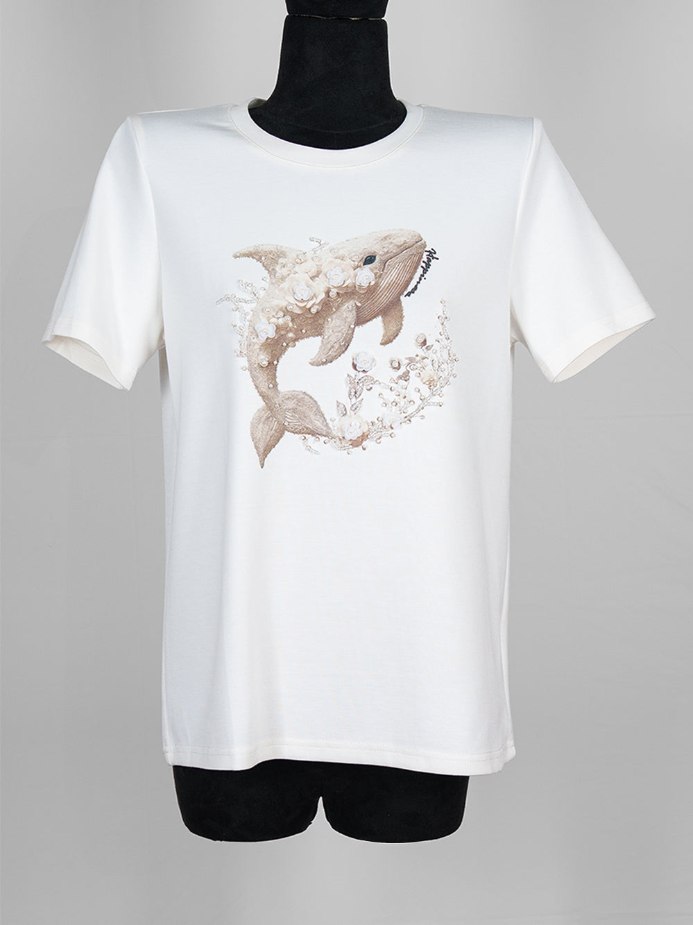 Floral Whale Embroidered Tee