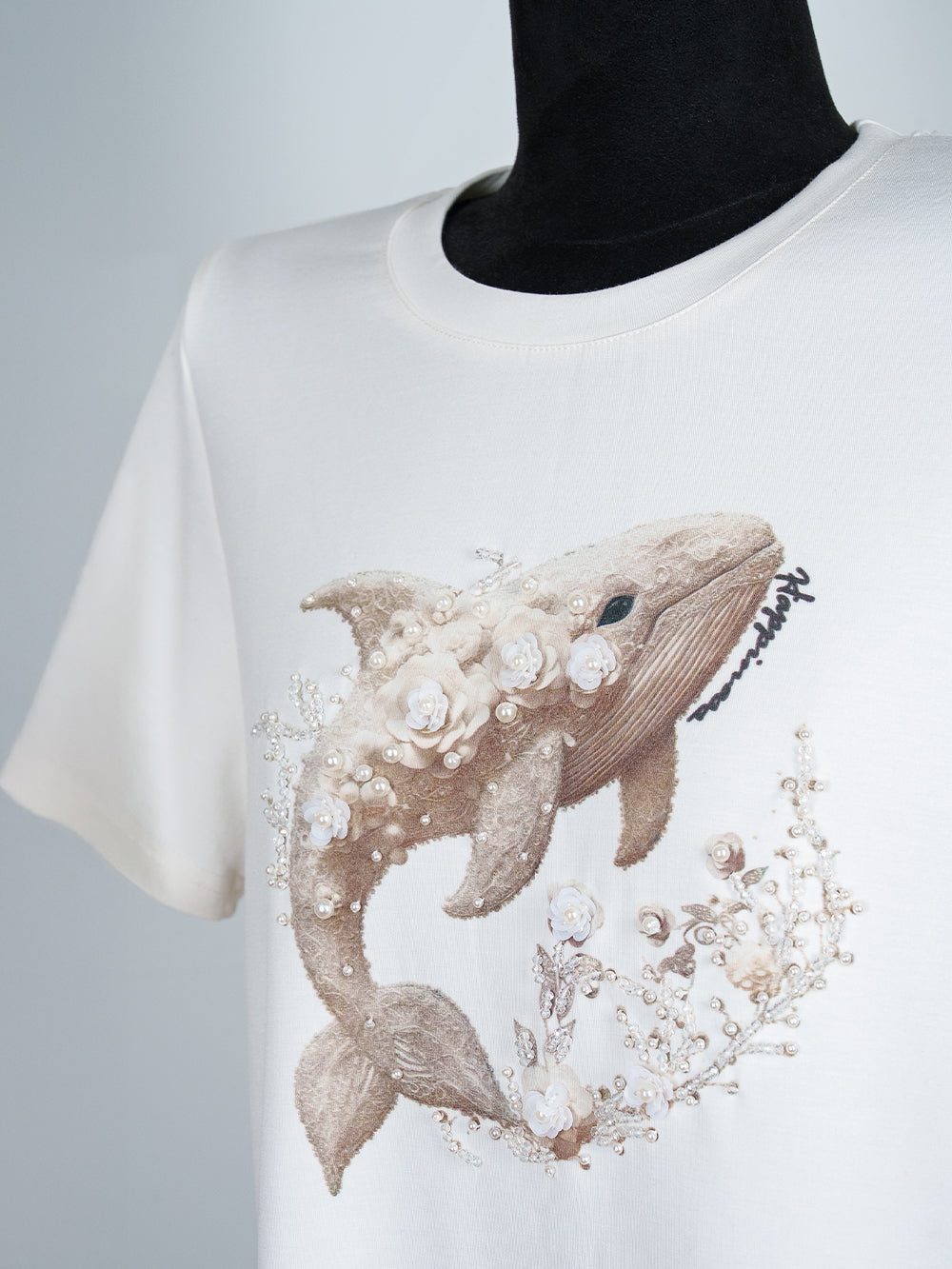 Floral Whale Embroidered Tee