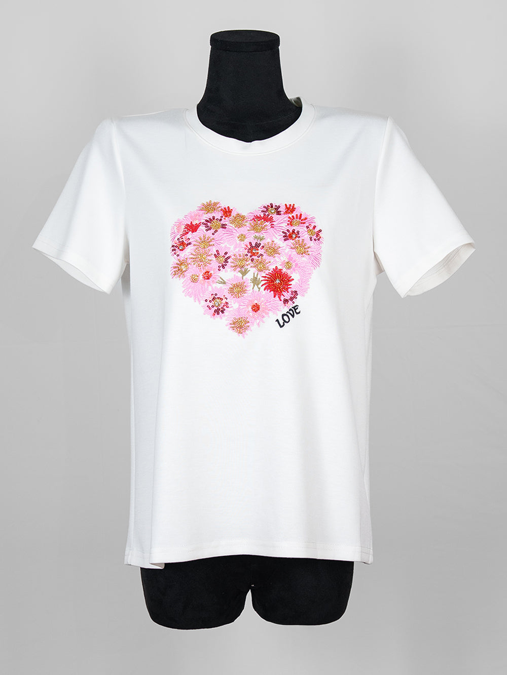 Floral Heart Embroidered Tee