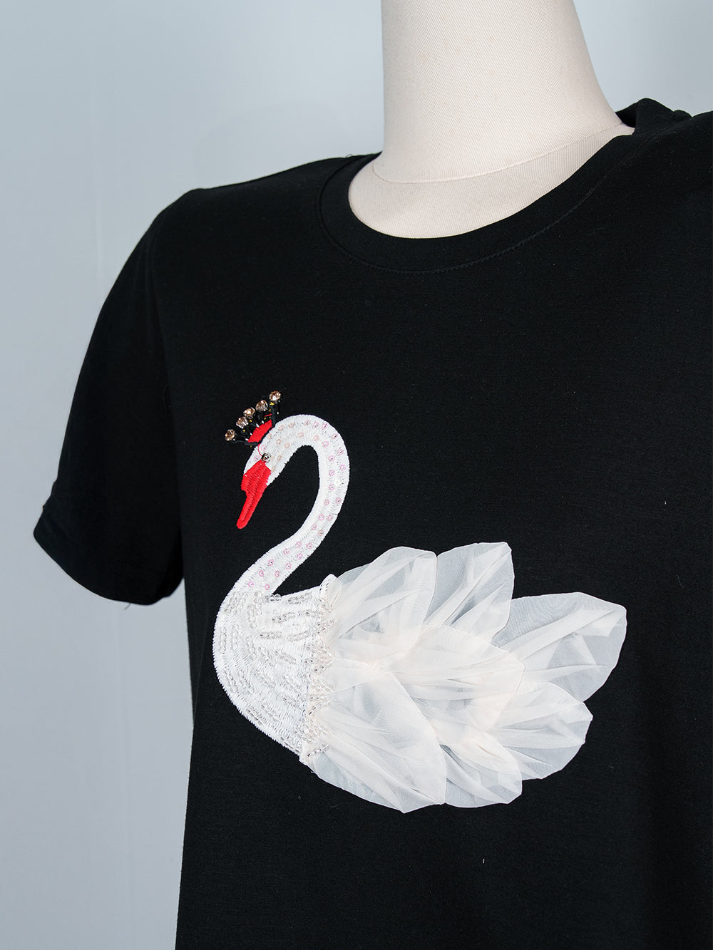 Swan Tulle Embellished Tee