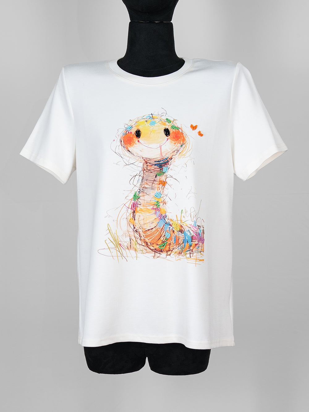 Smiling Sketch Art Beaded Tee
