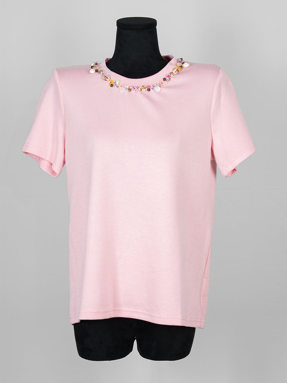 Beaded Jewel Neck Tee