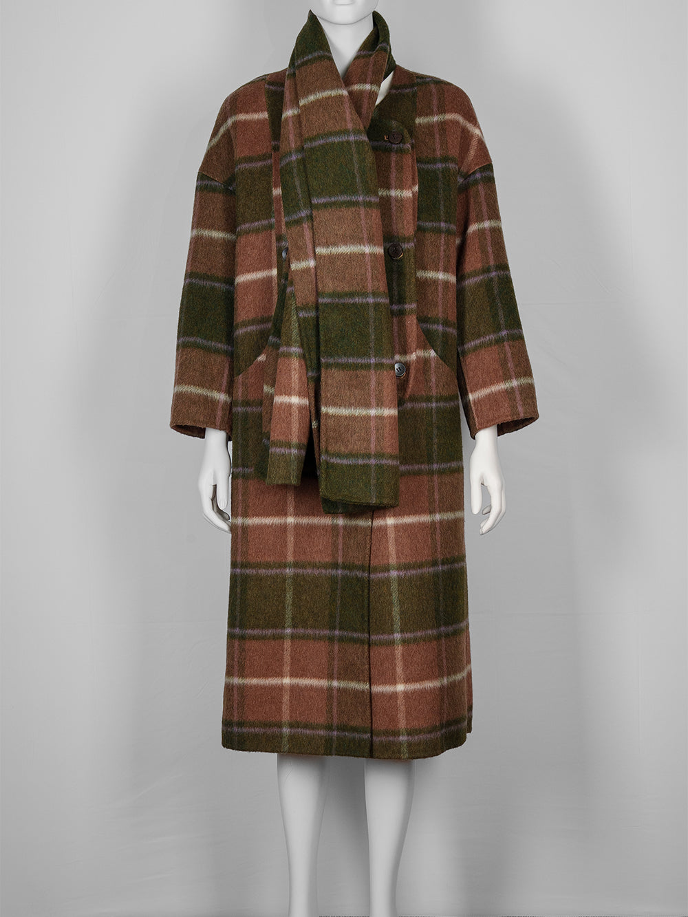 Vanna Plaid Trench Coat Set