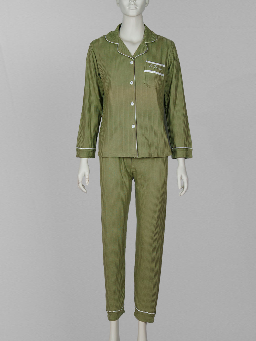 Unisex's Striped Piped Pyjama Set