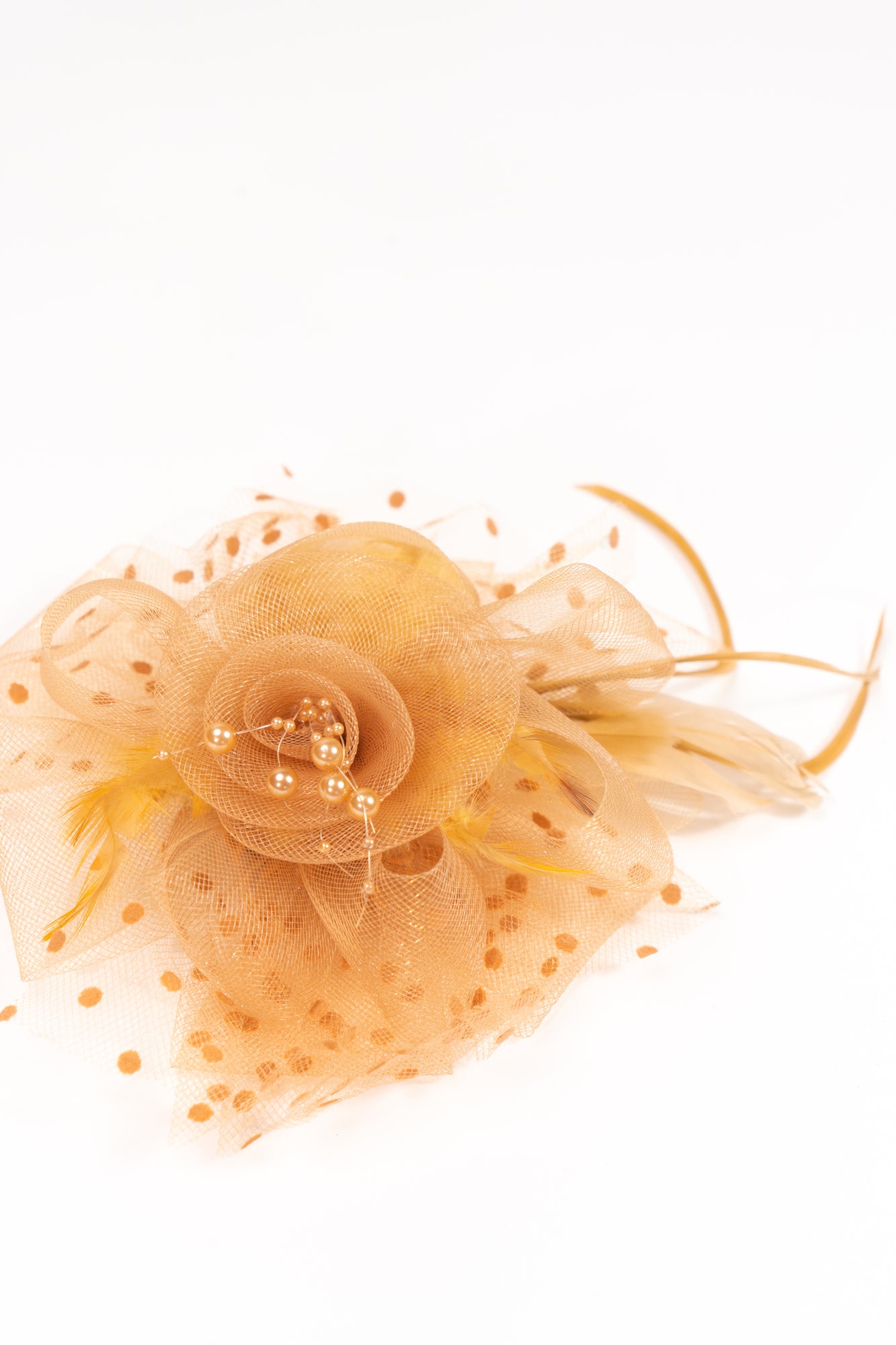 Mesh Flower Dewdrop Beads Fascinator