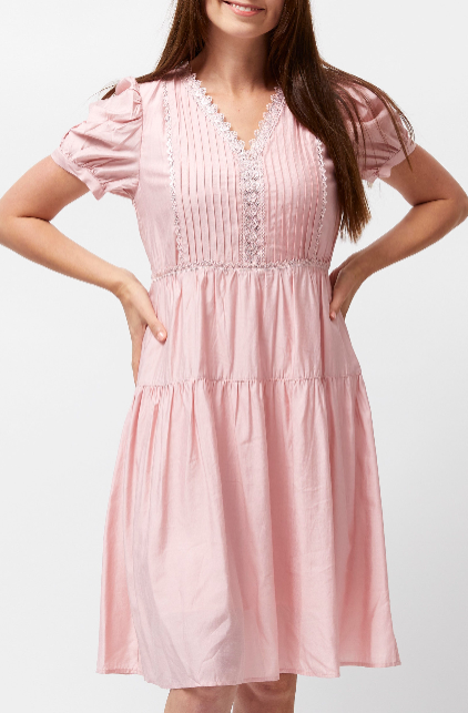 Women's Pleated Dress (Pink)