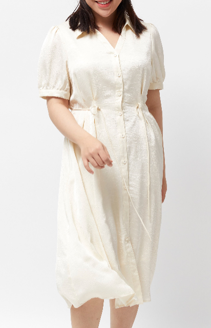 Women's Drawstring Waist Dress (Cream)