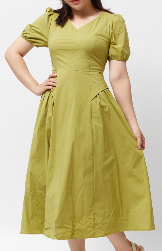 Women's Cinched Hips Dress (Lime Green)
