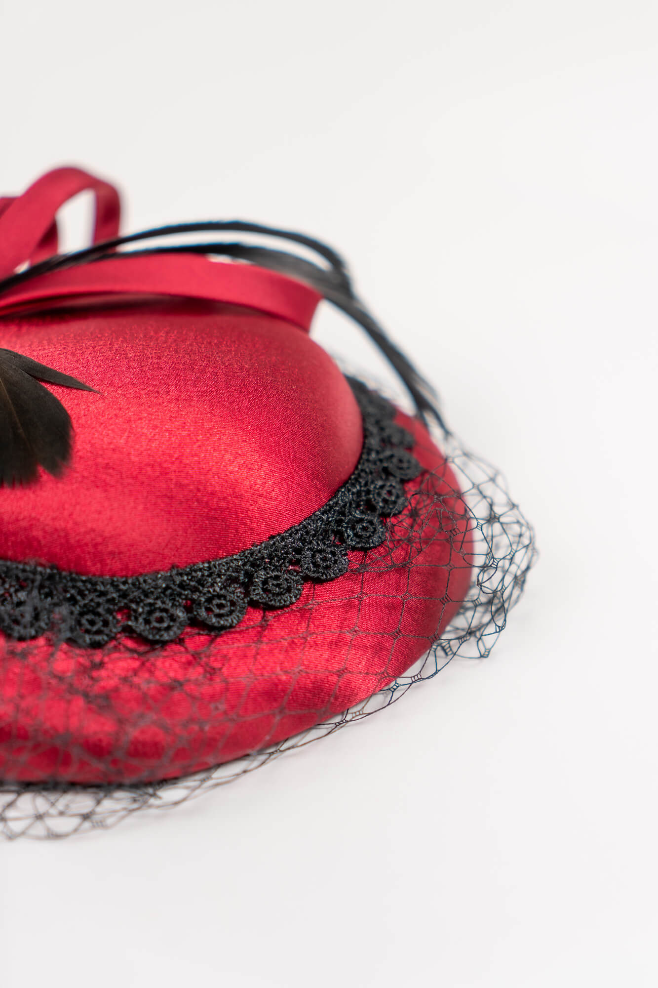 Sculptural Bow with Feathers Hat