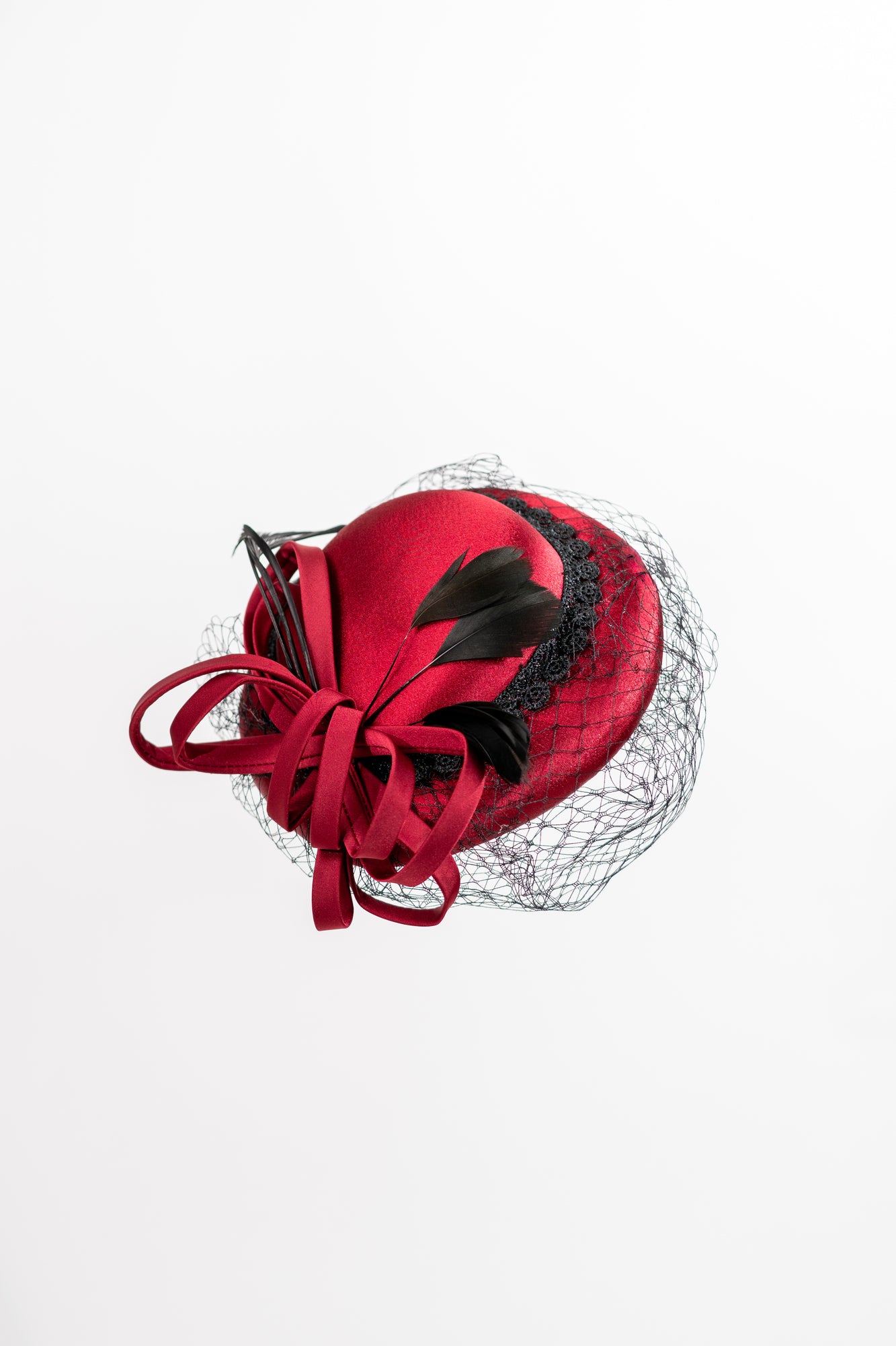 Sculptural Bow with Feathers Hat