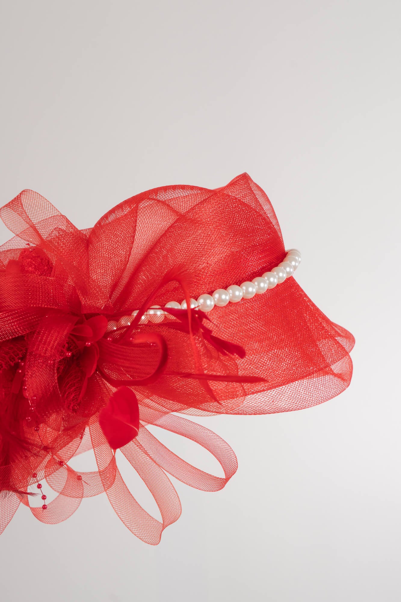 Sheer Bow Fascinator with Pearls