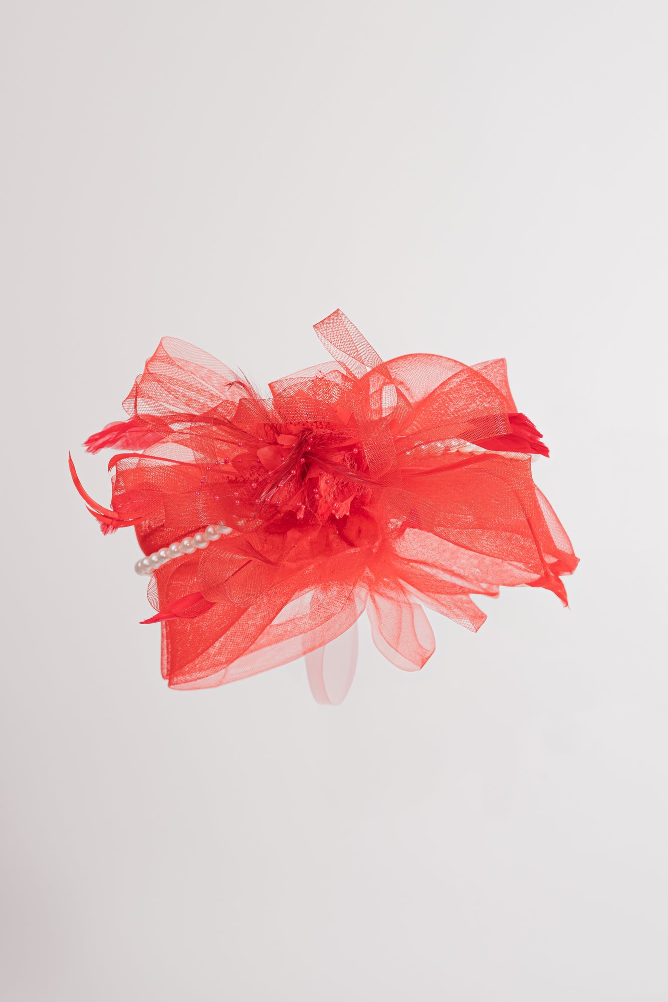 Sheer Bow Fascinator with Pearls