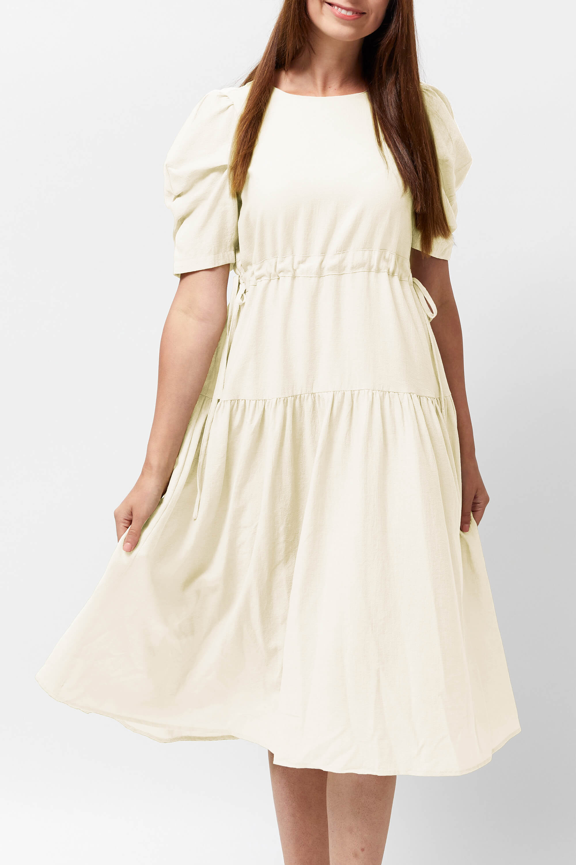 Women's Adjustable Waist Dress (Cream)