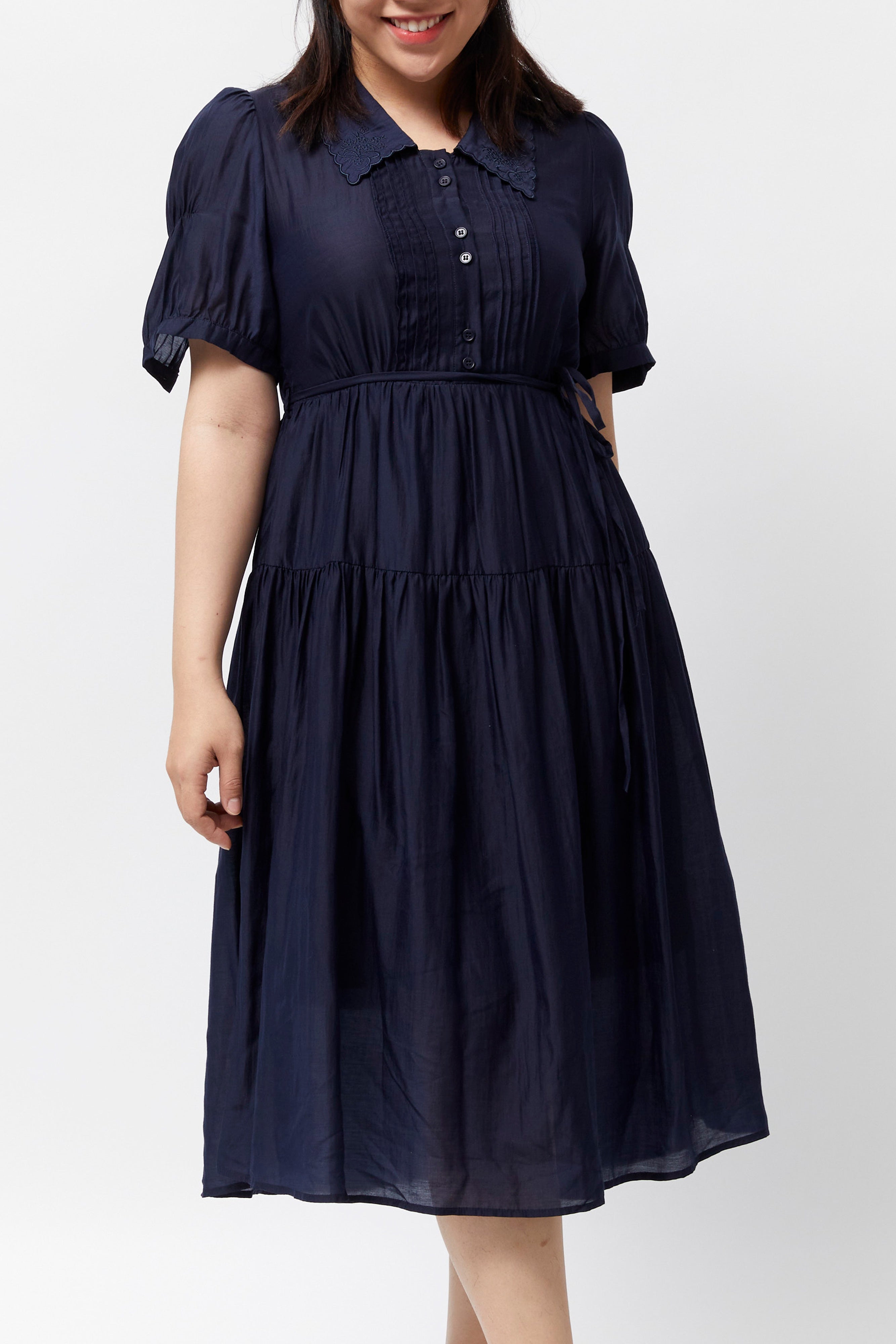 Women's Collared Dress (Navy Blue)