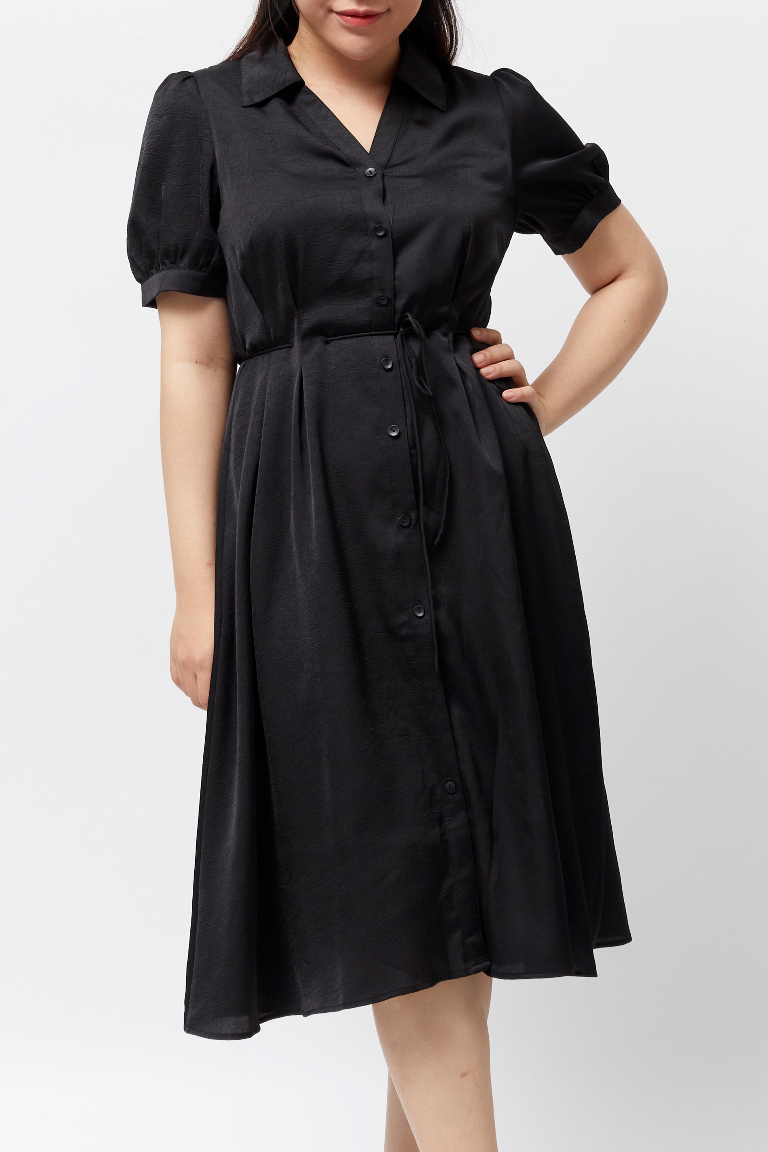 Women's Drawstring Waist Dress (Black)