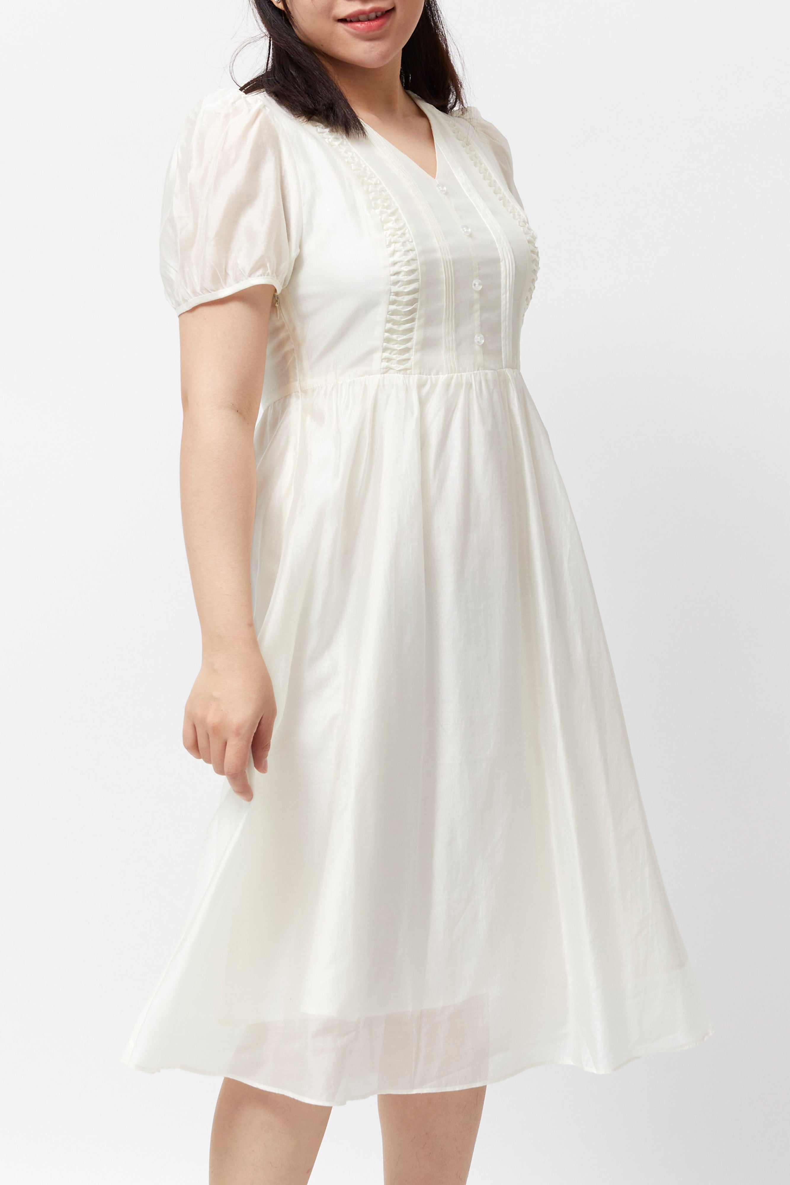 Women's Pin Tuck Dress (Cream)