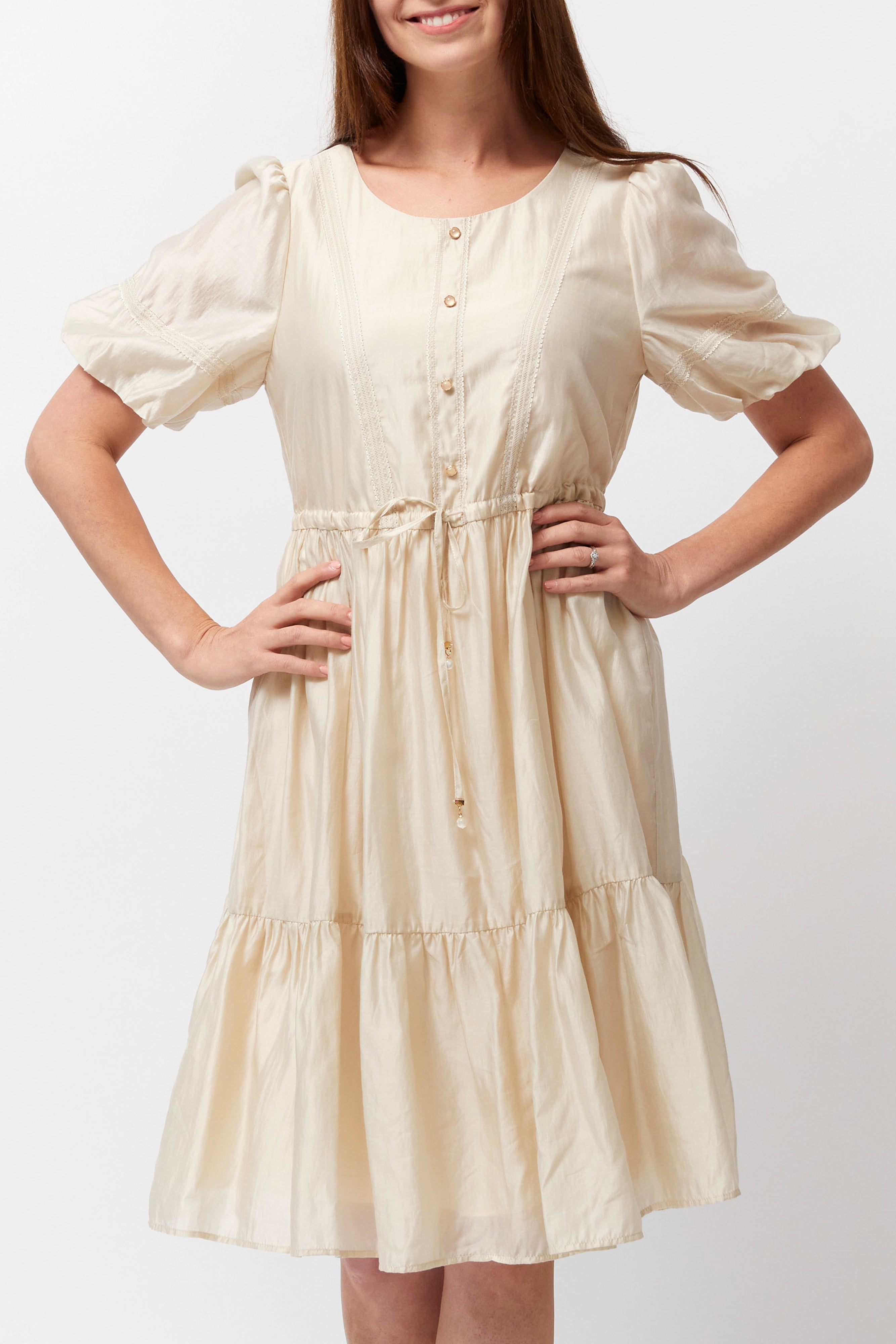 Women's Lace Trim Dress (Champagne)