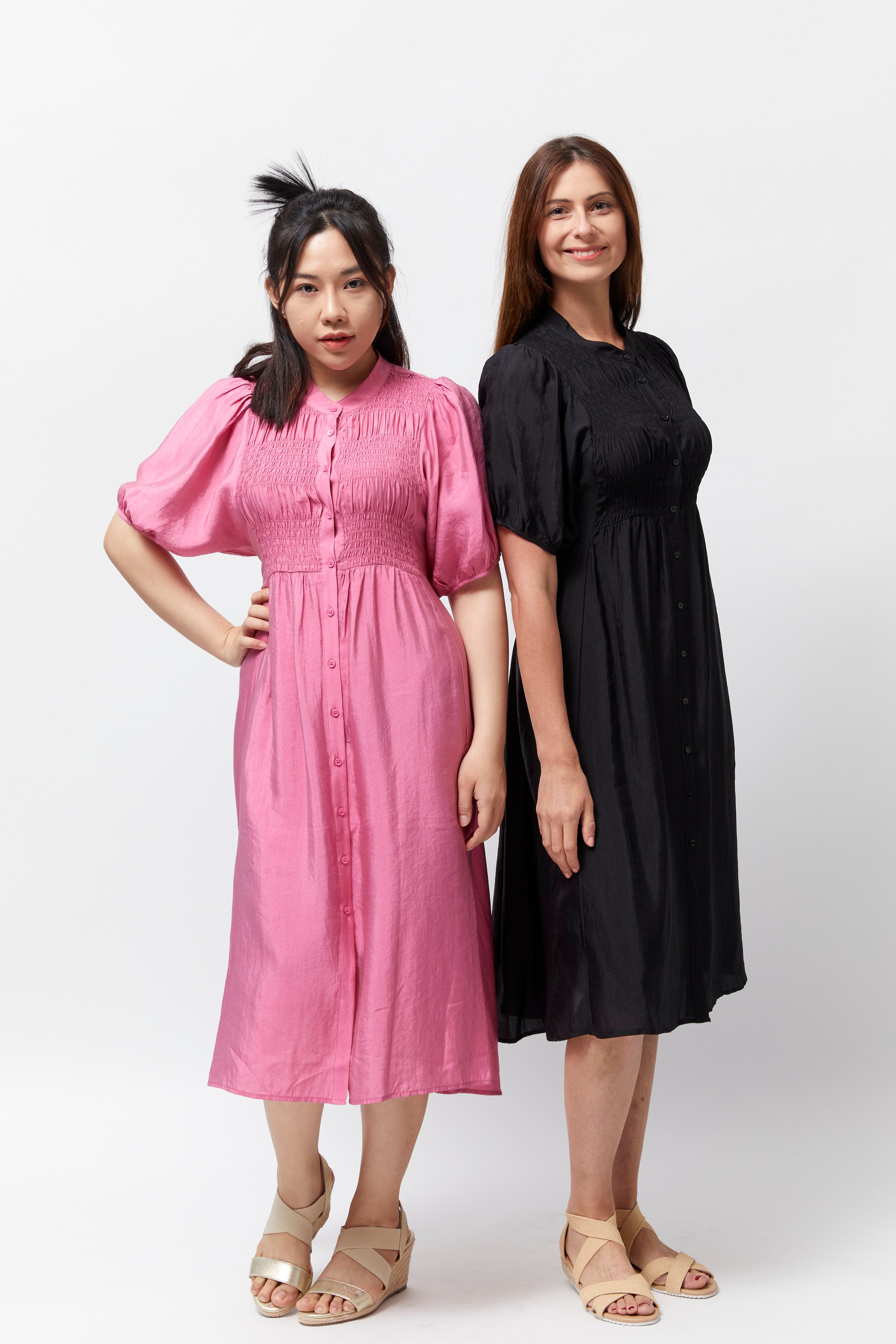 Women's Smocking Dress (Hot Pink)