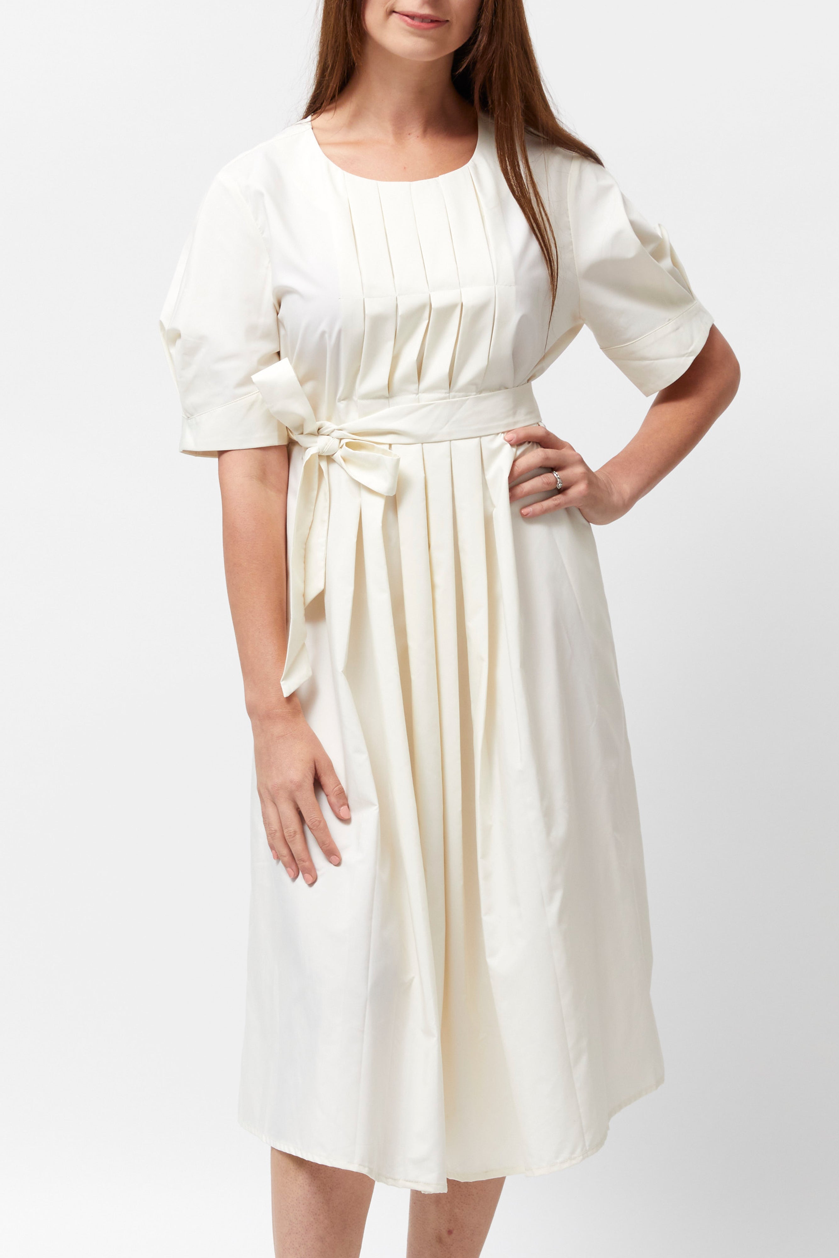 Women's Box Pleat Dress (Cream)